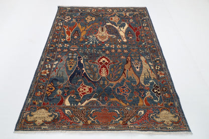 156 x 200 cm | kawros Blue Hand Knotted Wool Afghan Carpet