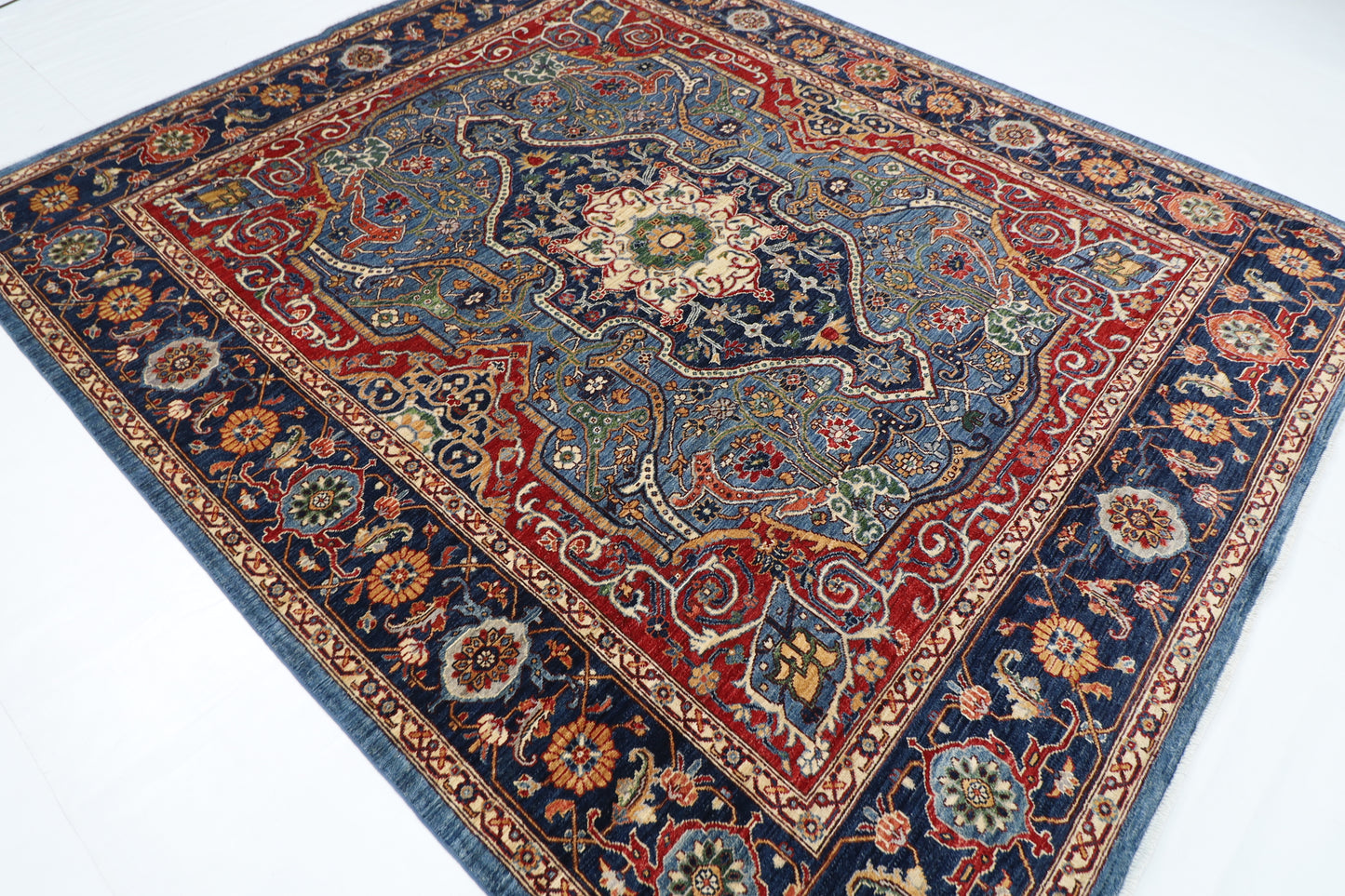 246 x 292 cm | Oriental heriz Area Rug Afghan Hand Knotted Veg Dye Wool carpet