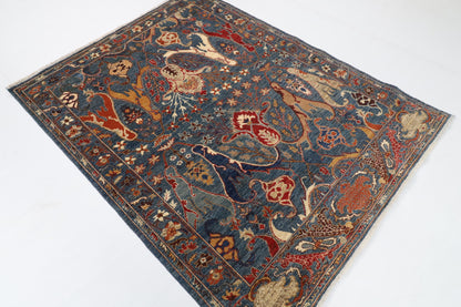 156 x 200 cm | kawros Blue Hand Knotted Wool Afghan Carpet
