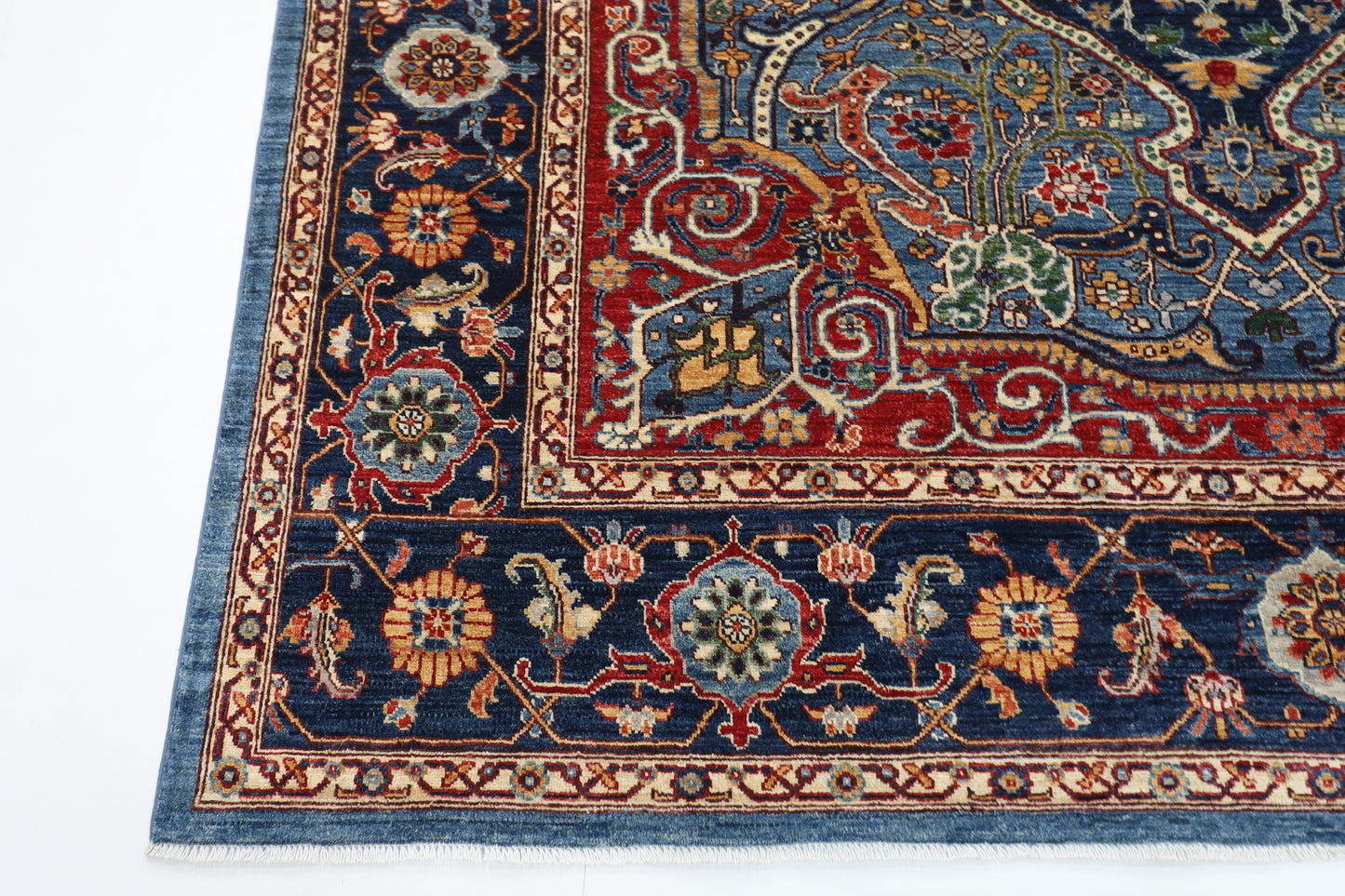 246 x 292 cm | Oriental heriz Area Rug Afghan Hand Knotted Veg Dye Wool carpet