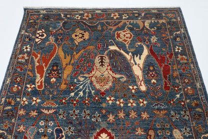 156 x 200 cm | kawros Blue Hand Knotted Wool Afghan Carpet