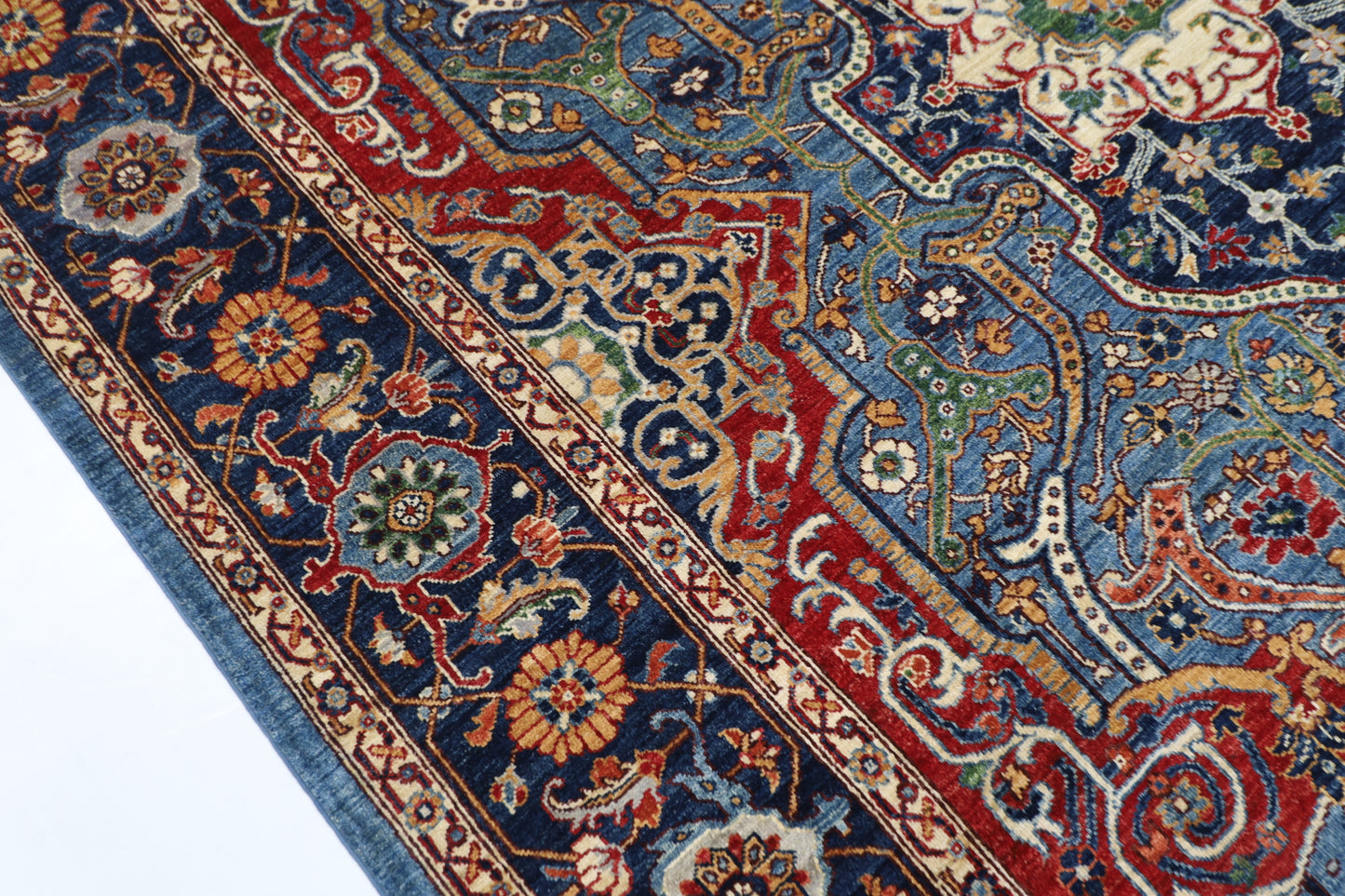 246 x 292 cm | Oriental heriz Area Rug Afghan Hand Knotted Veg Dye Wool carpet