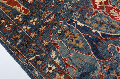 156 x 200 cm | kawros Blue Hand Knotted Wool Afghan Carpet