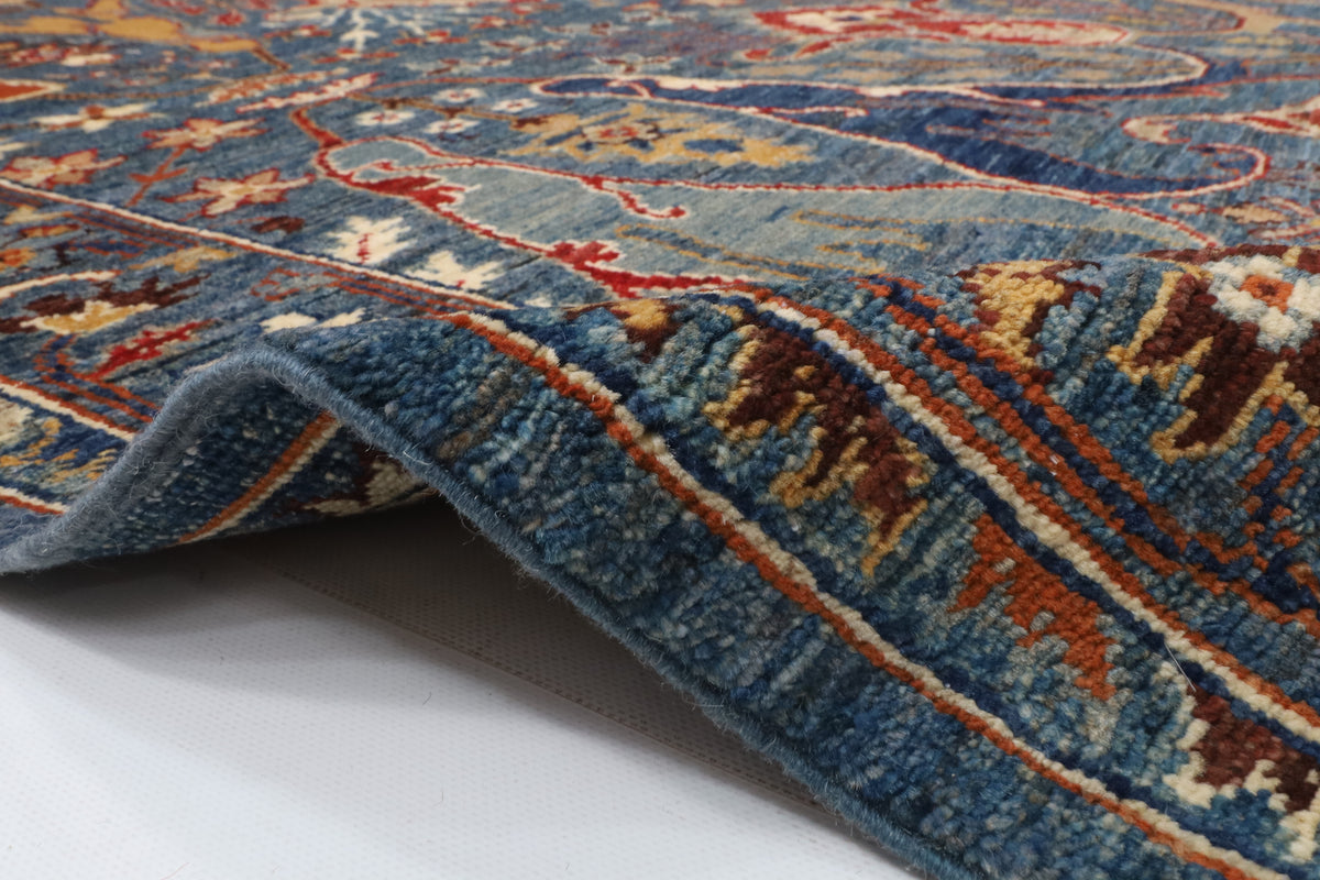 156 x 200 cm | kawros Blue Hand Knotted Wool Afghan Carpet