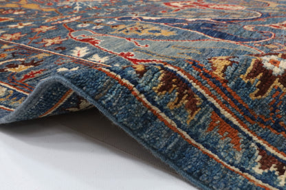 156 x 200 cm | kawros Blue Hand Knotted Wool Afghan Carpet