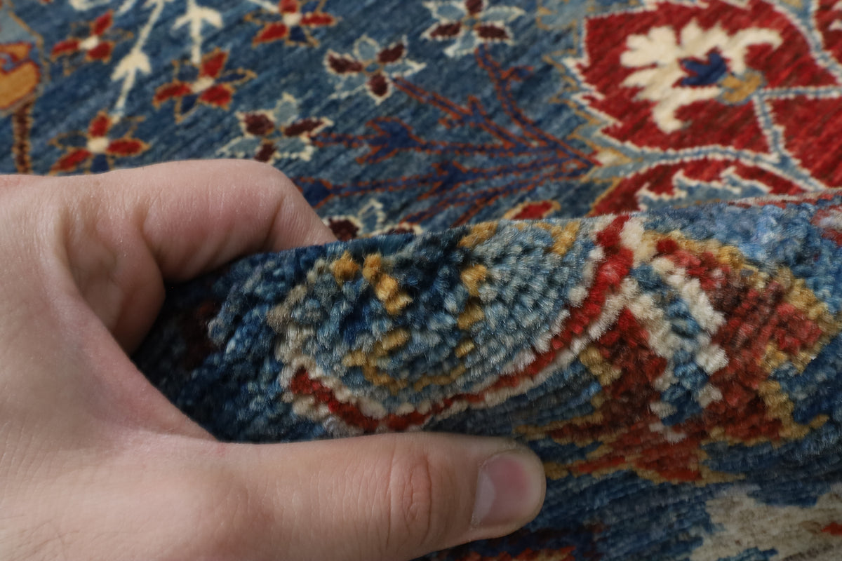 156 x 200 cm | kawros Blue Hand Knotted Wool Afghan Carpet