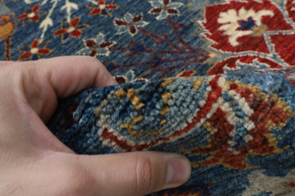 156 x 200 cm | kawros Blue Hand Knotted Wool Afghan Carpet