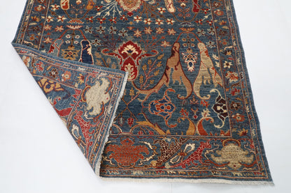 156 x 200 cm | kawros Blue Hand Knotted Wool Afghan Carpet