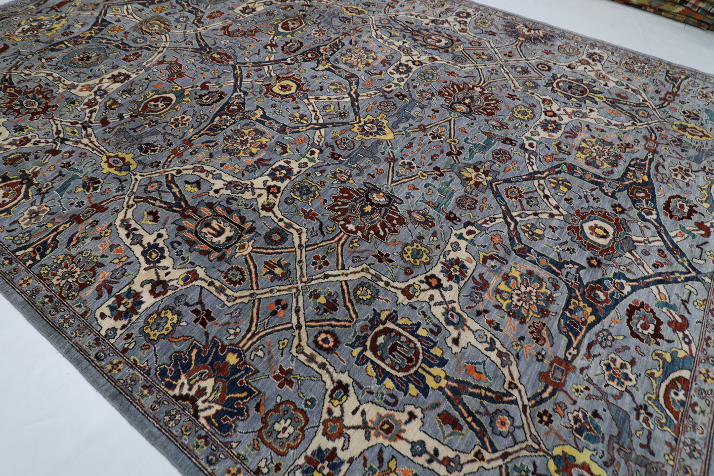 303 x 421 cm | Serapi Floral Gray Area Rug Afghan Hand Knotted veg Dye Wool carpet