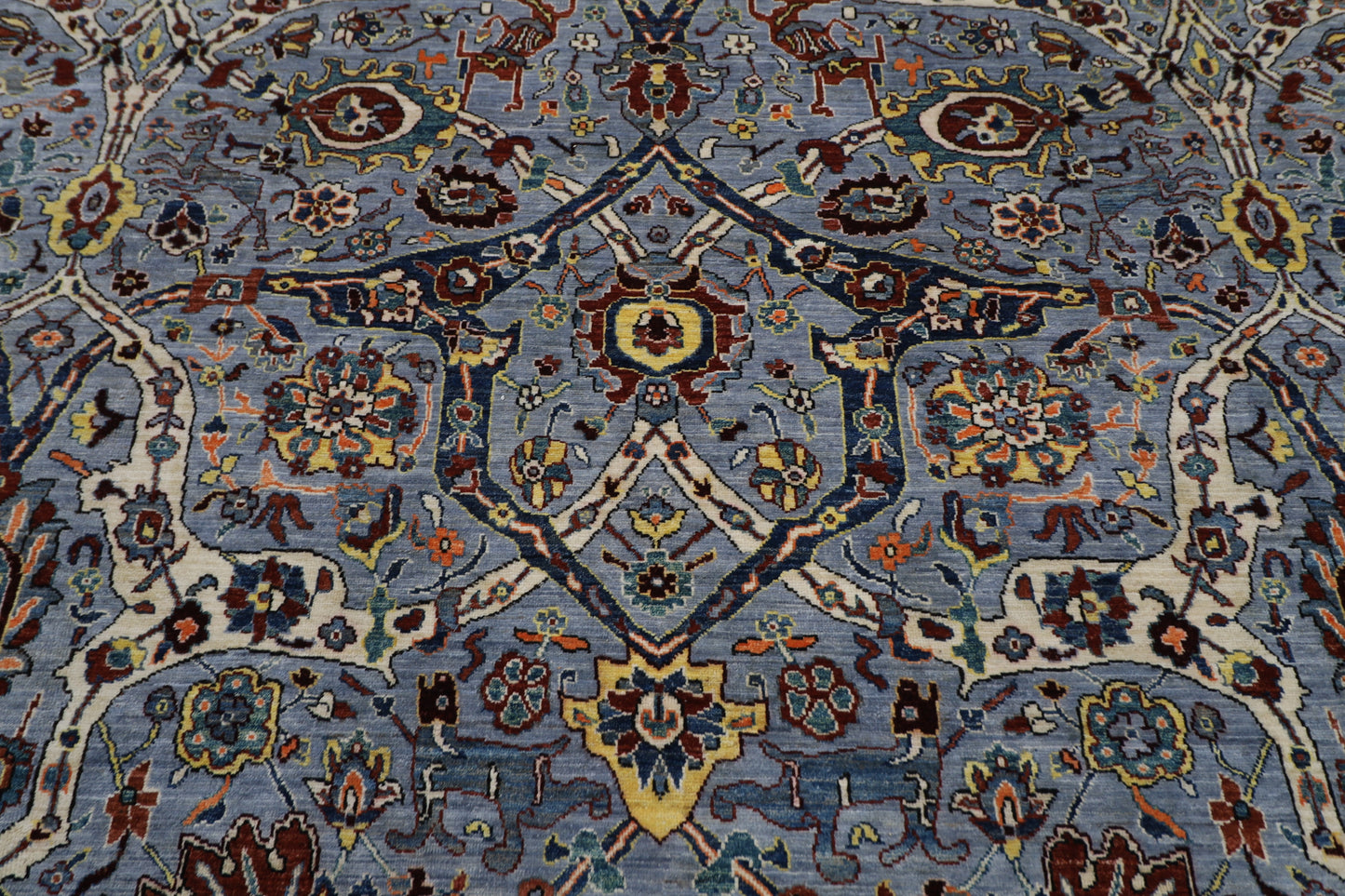 303 x 421 cm | Serapi Floral Gray Area Rug Afghan Hand Knotted veg Dye Wool carpet