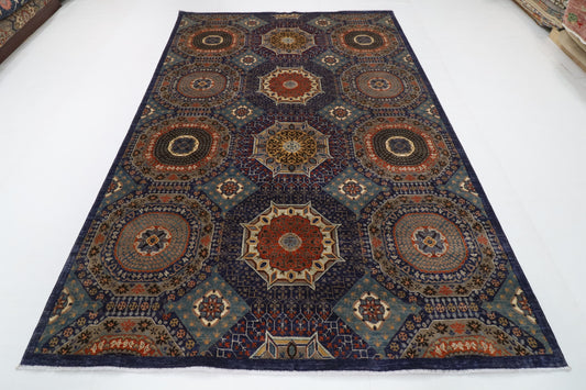 201 x 299 cm | Mamluk Blue Hand Knotted Wool Afghan Carpet