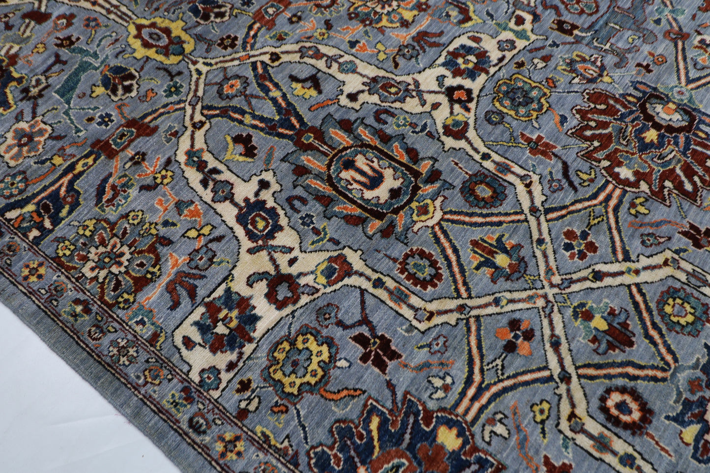 303 x 421 cm | Serapi Floral Gray Area Rug Afghan Hand Knotted veg Dye Wool carpet