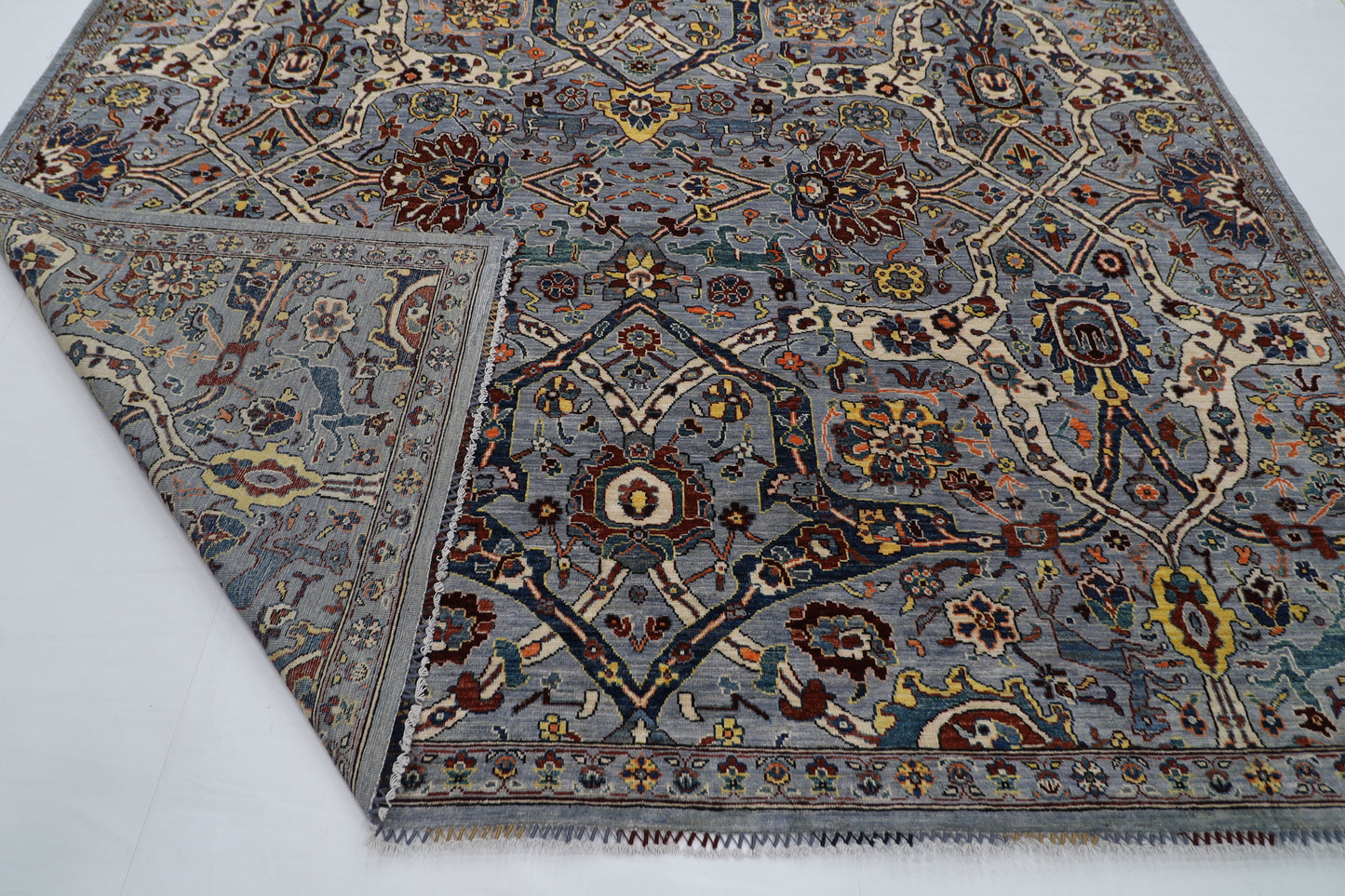 303 x 421 cm | Serapi Floral Gray Area Rug Afghan Hand Knotted veg Dye Wool carpet