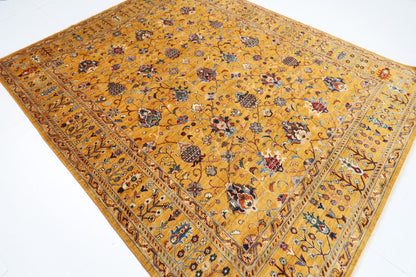 242 x 298 cm | Gold sultani Area Rug Afghan Hand Knotted Veg Dye Wool carpet