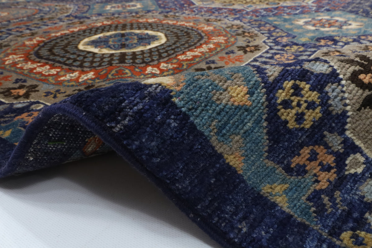 201 x 299 cm | Mamluk Blue Hand Knotted Wool Afghan Carpet