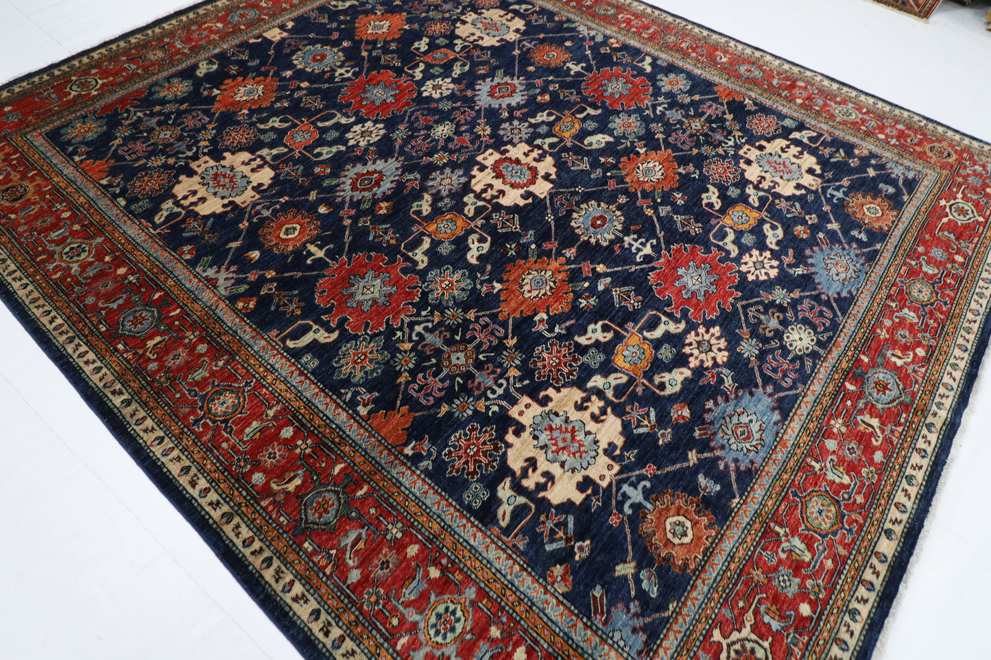 256 x 300 cm | bidjar Navy Blue Area Rug Afghan Hand Knotted veg Dye Wool carpet