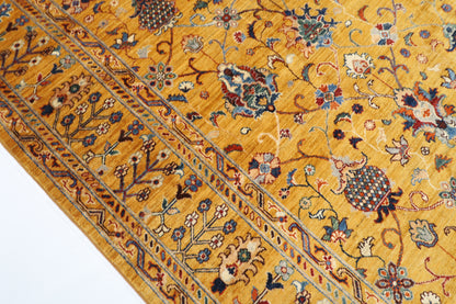 242 x 298 cm | Gold sultani Area Rug Afghan Hand Knotted Veg Dye Wool carpet