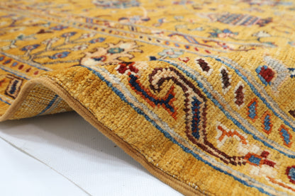 242 x 298 cm | Gold sultani Area Rug Afghan Hand Knotted Veg Dye Wool carpet