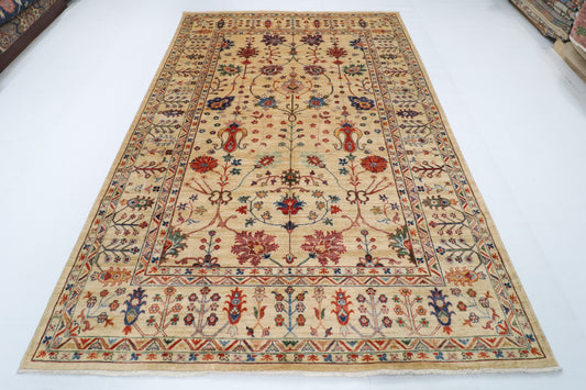 206 x 299 cm | Sultani Beige Hand Knotted Wool Afghan Carpet