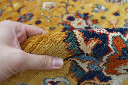 242 x 298 cm | Gold sultani Area Rug Afghan Hand Knotted Veg Dye Wool carpet