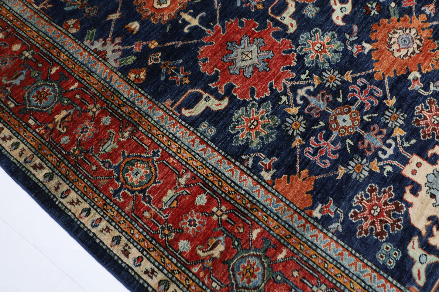 256 x 300 cm | bidjar Navy Blue Area Rug Afghan Hand Knotted veg Dye Wool carpet