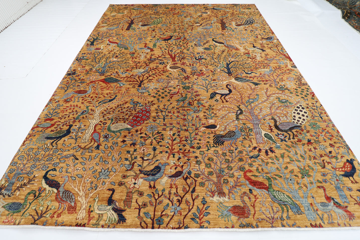 272 x 359 cm | Tree of life Birds Area Rug Afghan Hand Knotted Veg Dye Wool carpet