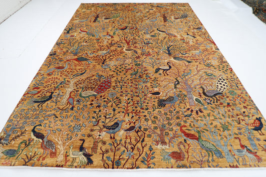 272 x 359 cm | Tree of life Birds Area Rug Afghan Hand Knotted Veg Dye Wool carpet