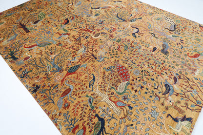 272 x 359 cm | Tree of life Birds Area Rug Afghan Hand Knotted Veg Dye Wool carpet