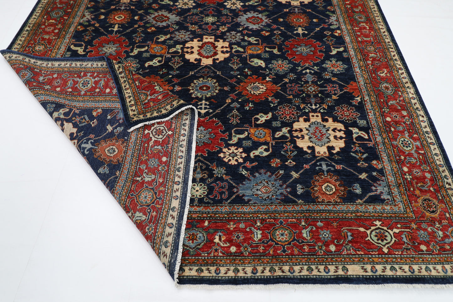 256 x 300 cm | bidjar Navy Blue Area Rug Afghan Hand Knotted veg Dye Wool carpet