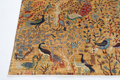 272 x 359 cm | Tree of life Birds Area Rug Afghan Hand Knotted Veg Dye Wool carpet