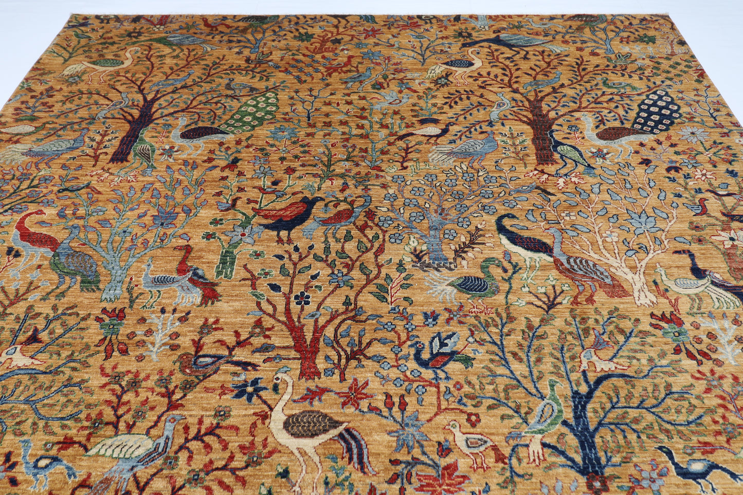 272 x 359 cm | Tree of life Birds Area Rug Afghan Hand Knotted Veg Dye Wool carpet