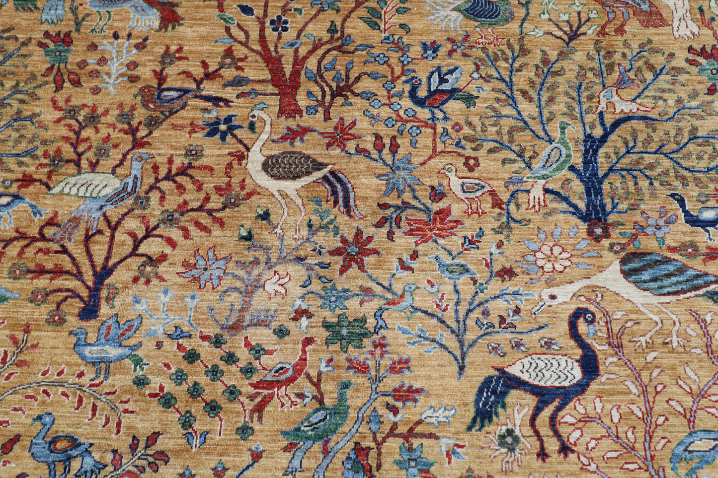 272 x 359 cm | Tree of life Birds Area Rug Afghan Hand Knotted Veg Dye Wool carpet
