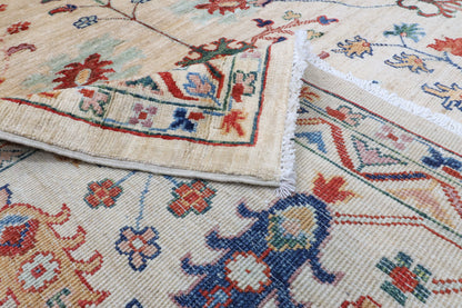 206 x 299 cm | Sultani Beige Hand Knotted Wool Afghan Carpet