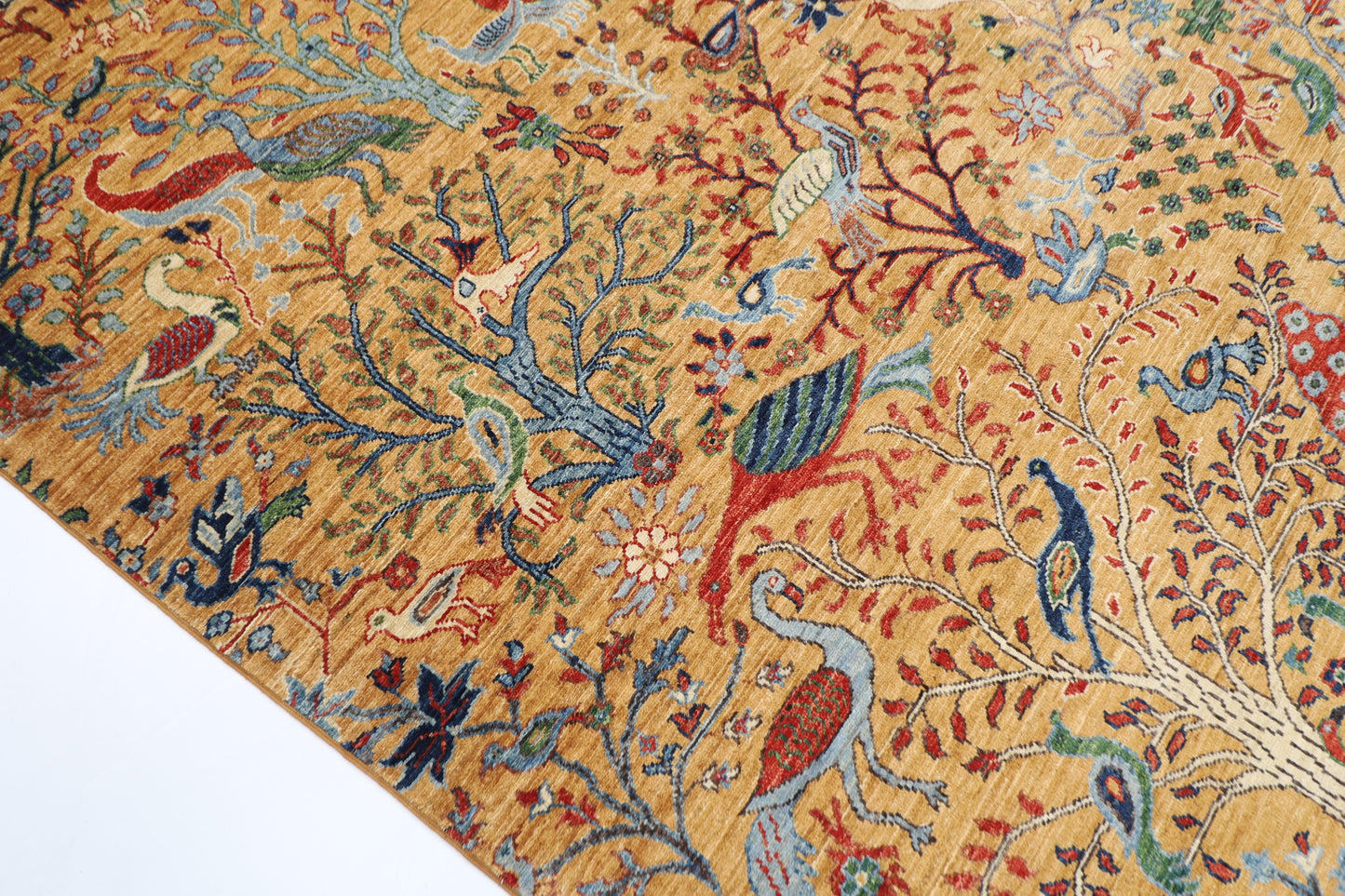 272 x 359 cm | Tree of life Birds Area Rug Afghan Hand Knotted Veg Dye Wool carpet