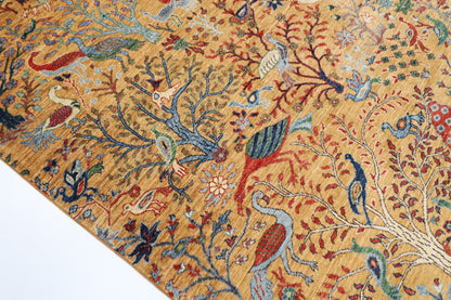 272 x 359 cm | Tree of life Birds Area Rug Afghan Hand Knotted Veg Dye Wool carpet