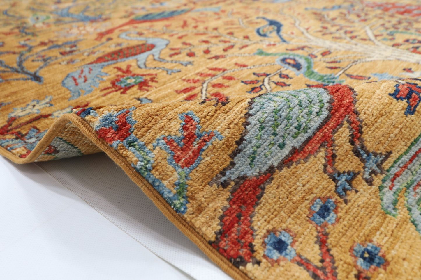 272 x 359 cm | Tree of life Birds Area Rug Afghan Hand Knotted Veg Dye Wool carpet