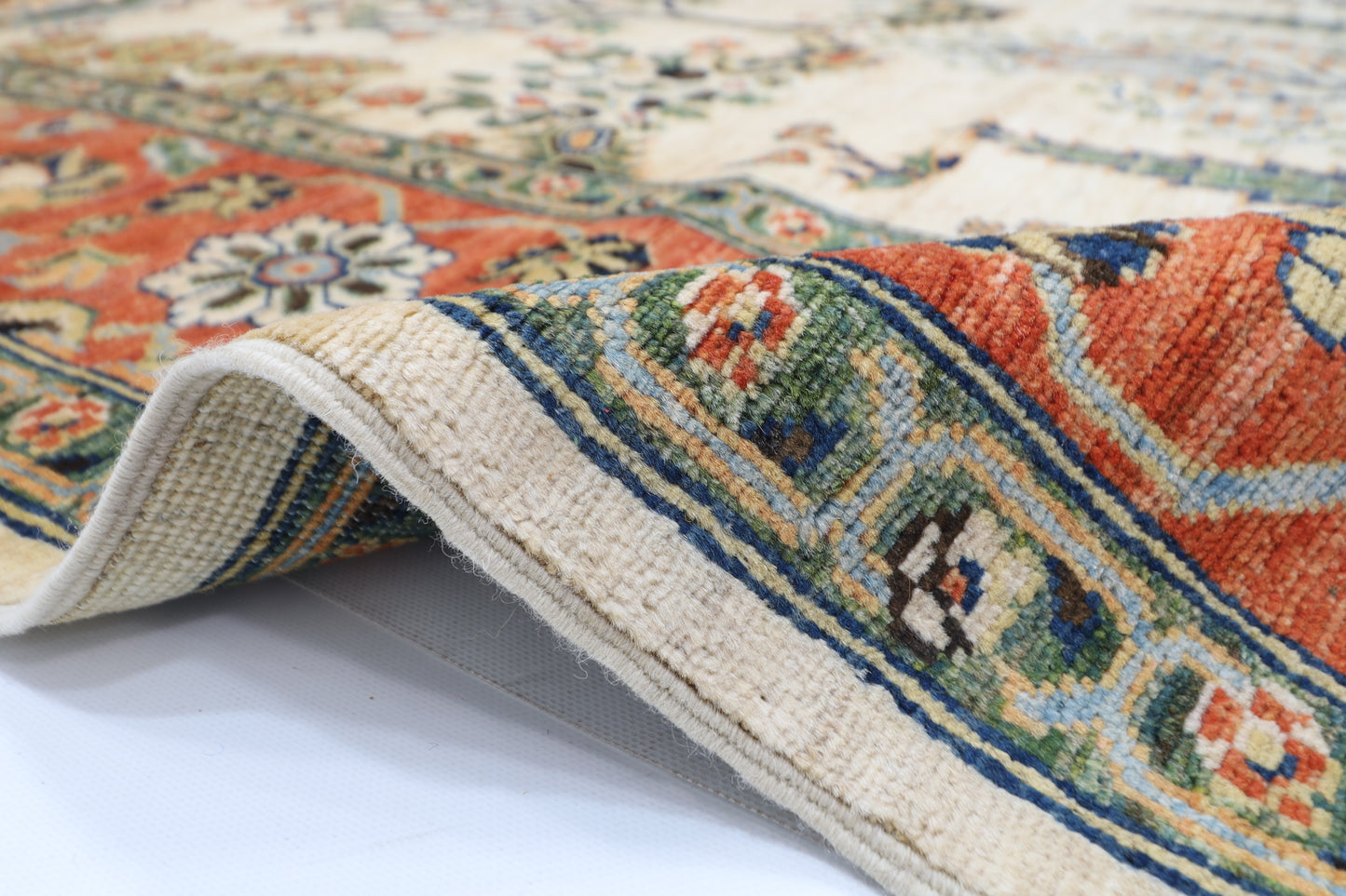 246 x 297 cm | Tree of life Beige Area Rug Afghan Hand Knotted Veg Dye Wool carpet