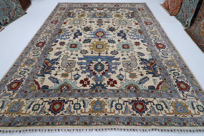 276 x 356 cm | Serapi beige Area Rug Afghan Hand Knotted veg Dye Wool carpet