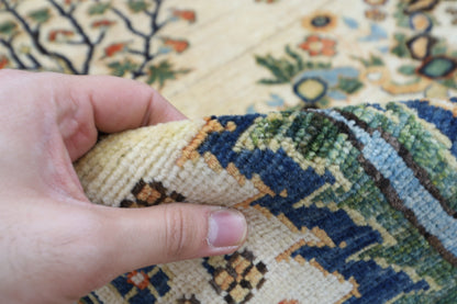 246 x 297 cm | Tree of life Beige Area Rug Afghan Hand Knotted Veg Dye Wool carpet