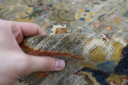 274 x 366 cm | Floral Gray Area Rug Afghan Hand Knotted Veg Dye Wool carpet