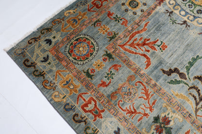 248 x 304 cm | Suzani Gray Area Rug Afghan Hand Knotted veg Dye Wool carpet