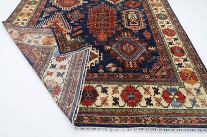 298 x 389 cm | Geometric Blue Area Rug Afghan Hand Knotted Veg Dye Wool carpet