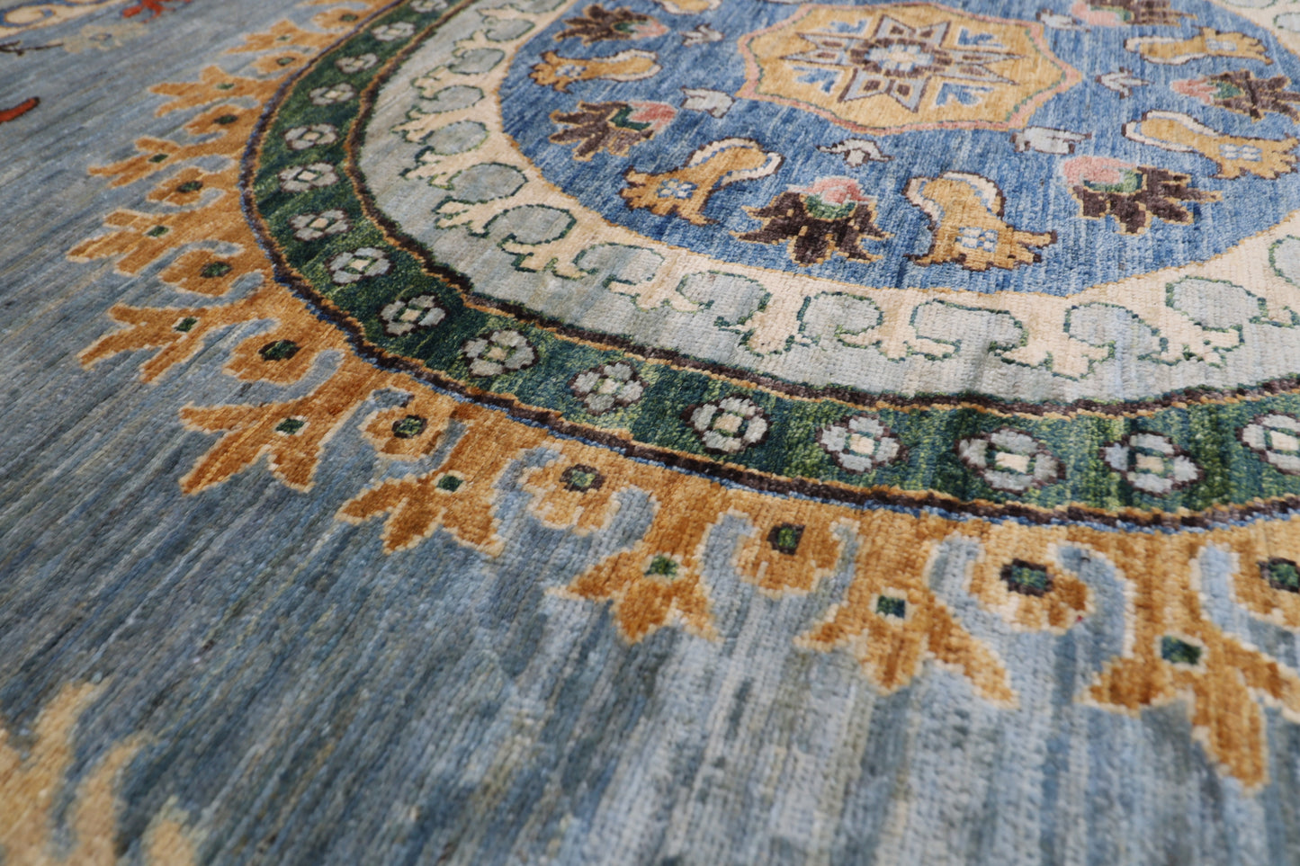 248 x 304 cm | Suzani Gray Area Rug Afghan Hand Knotted veg Dye Wool carpet