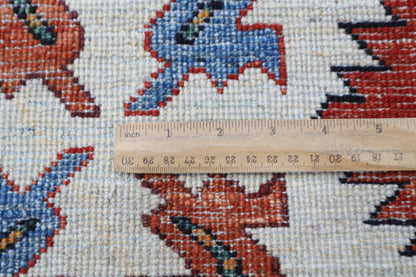 298 x 389 cm | Geometric Blue Area Rug Afghan Hand Knotted Veg Dye Wool carpet