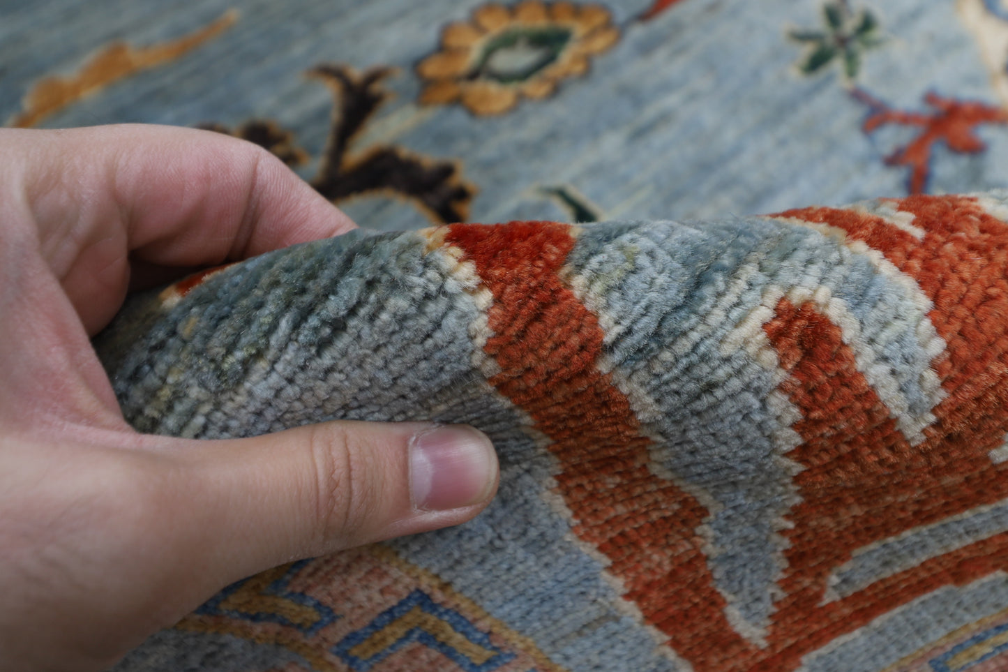 248 x 304 cm | Suzani Gray Area Rug Afghan Hand Knotted veg Dye Wool carpet