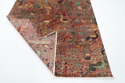 202 x 301 cm | Birds Pink Design Area Rug Afghan Hand Knotted Veg Dye Wool carpet
