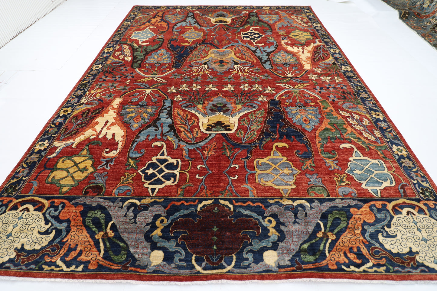 298 x 420 cm | Large Kawros Red Area Rug Afghan Hand Knotted Veg Dye Wool carpet