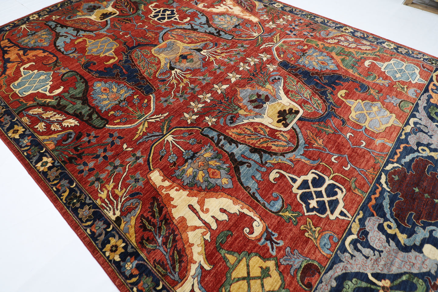 298 x 420 cm | Large Kawros Red Area Rug Afghan Hand Knotted Veg Dye Wool carpet