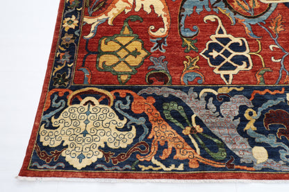 298 x 420 cm | Large Kawros Red Area Rug Afghan Hand Knotted Veg Dye Wool carpet