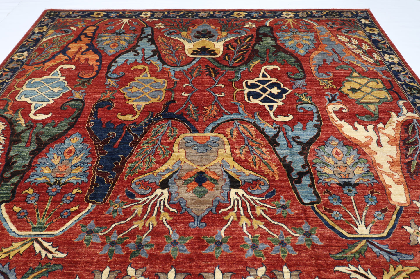 298 x 420 cm | Large Kawros Red Area Rug Afghan Hand Knotted Veg Dye Wool carpet
